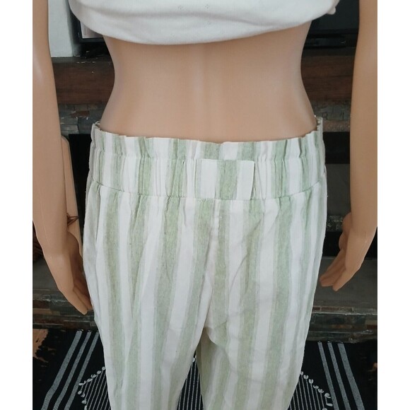 Women's MEDIUM Striped Pants Boho Beachy Lined Light Pockets High Elastic Waist - Picture 8 of 11